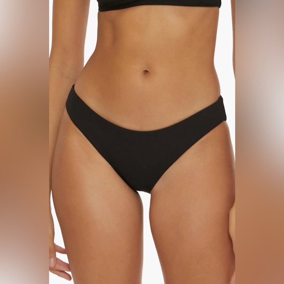 NWT $146 BECCA Medium M 8 10 Black Ribbed Sexy Bikini 2 piece swimsuit NEW Gold - Picture 6 of 16